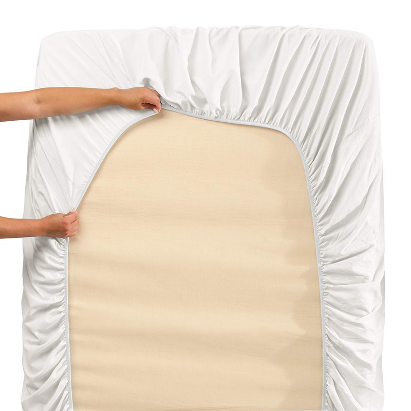 Clara Clark Flex Top King Sheets, 6 Piece Set - Hotel Luxury Sheets for Top Split King Bed, Super Soft Bedding Set, Head Split King White - Image 4
